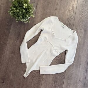 Abercrombie & Fitch White Sweater Knit Bodysuit